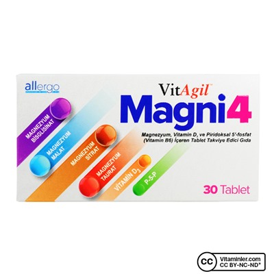 Vitagil Magni4 Магний Витамин D3 P5P 30 таблеток