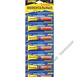 Клей-момент "Супер" 3г,на ленте с отверст.д/подвеш,гибкий шов,блистер (7/288)
