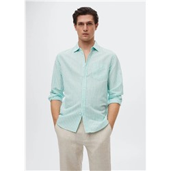 Camisa slim fit lino rayas -  Hombre | MANGO OUTLET España