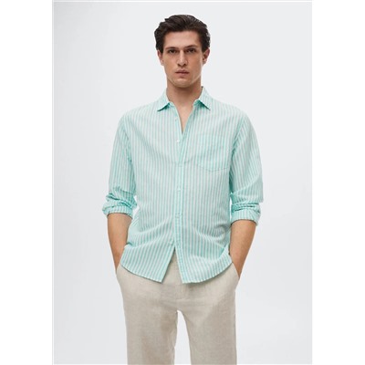 Camisa slim fit lino rayas -  Hombre | MANGO OUTLET España