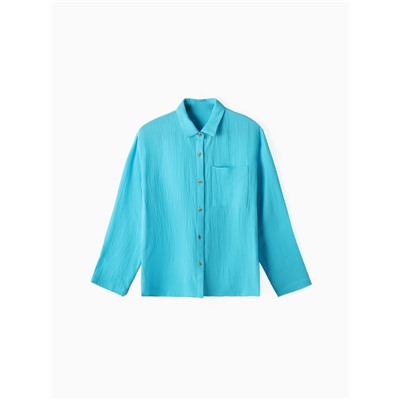 Рубашка из муслина для девочек KAFTAN, рост 140 см, голубая
