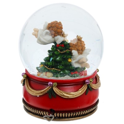 Фигурка декор в стекл шаре "Ангелочки" (муз с ключ), D15 см, L15 W15 H20,5 см