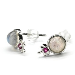 Серьги пусеты с лабрадором 6*10мм, 0,8г