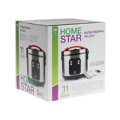 Мультиварка Homestar HS-2031,900 Вт, 5 л, 31 программа, антипригарное покрытие, серебристая