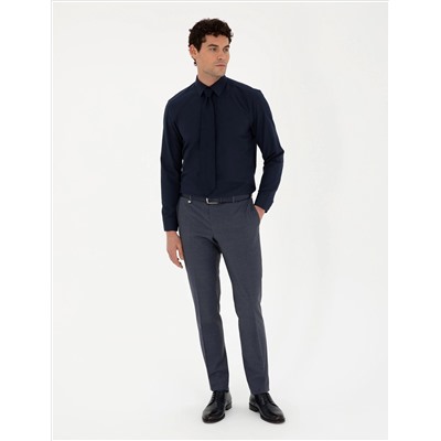 Темно -синяя тканевые брюки Slim Slim Fit