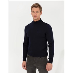 Navy Blue Slim Fit Half Fisherman воротник базовый трикотажный свитер