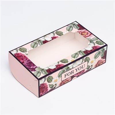 Коробка складная с окном под зефир FOR YOU, 25×15×7 см