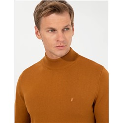 Brown Slim Fit Half Fisherman воротник базовый трикотажный свитер