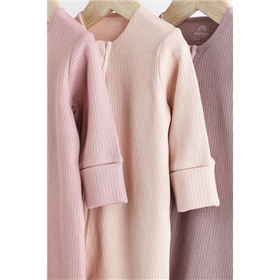 Baby Two Way Zip Footless Sleepsuits 3 Pack (0mths-3yrs)