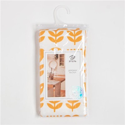 Дорожка на стол Этель Yellow garden 40×149см, 100% хлопок, саржа 190 г/м², белая/жёлтая