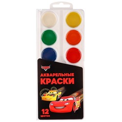 Краски акварельные «Тачки», 12 цветов, без кисти