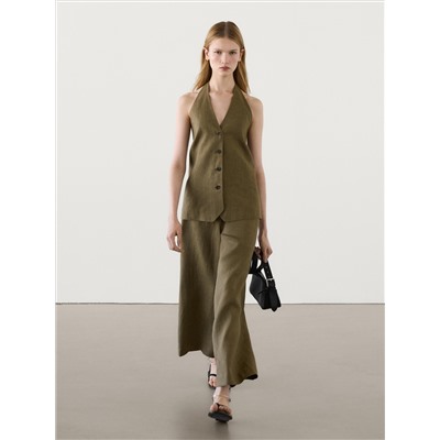 Pantalón wide leg lino conjunto