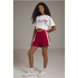 Burgundy Color Block Mini Shorts & Bermuda Twoss25sr00063
