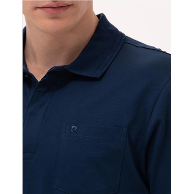 Темно -синий обычный поход Polo Yaka Mercerized T -For