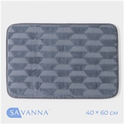 Коврик для ванной и туалета SAVANNA «Стоун», 40×60 см, серый