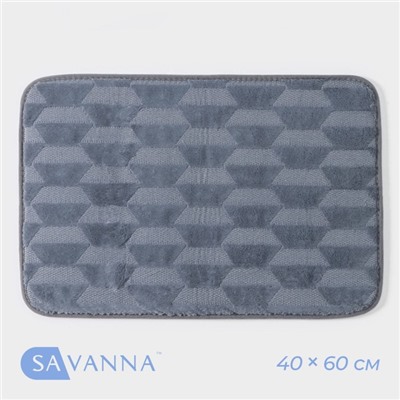 Коврик для ванной и туалета SAVANNA «Стоун», 40×60 см, серый
