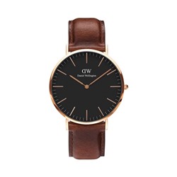 Reloj de cuarzo de piel y chapado en oro rosa Classic St Mawes