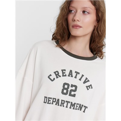 Комплект домашний кремовый с принтом и надписью "creative department"