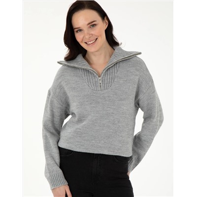 Серый Selanj Comfort Fit Свитер