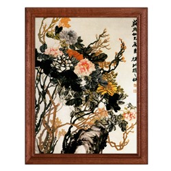 POSV-0191 Постер в рамке 17x23см Zhao Zhiqian - Пионы (фрагмент)
