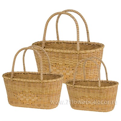 Набор корзин плетеных (ротанг), 36x22xН18/35 см, 32x19xН16/30
 см, 27x14,5xН14,5/27,5 см, (3 шт)