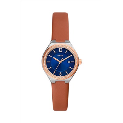 Reloj de cuarzo de piel Eevie - Marrón y rosa dorado