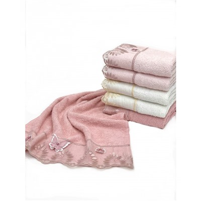 Полотенце Fakili KELEBEK 3D с кружевом 50*90 6шт.махра Н 3223 (Акция)