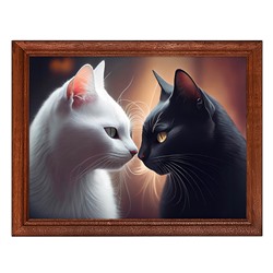 POSG-0339 Постер в рамке 23x17см Влюблённые кошки Инь - Ян