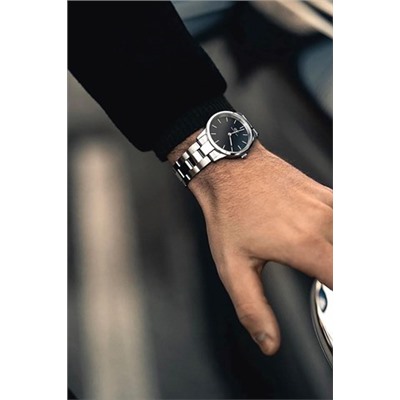 Reloj de cuarzo de acero Iconic Link - 32 mm - Plateado y negro