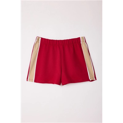 Burgundy Color Block Mini Shorts & Bermuda Twoss25sr00063