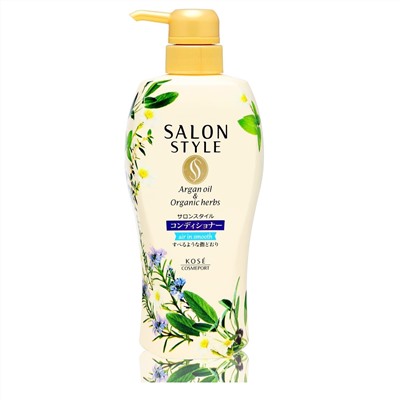 KOSE Кондиционер "Salon Style" для ухода за кожей головы и восстановления структуры волос с аргановым маслом и растительными экстрактами «Объём и гладкость» 500 мл / 12
