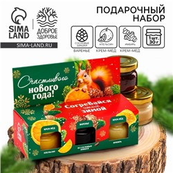 Подарочный набор «Согревайся этой зимой», два крем - мёда и варенье с шишками, 3 х 30 г