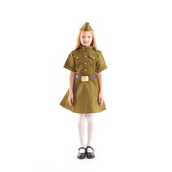 Карнавальный костюм «Военного», для девочки, пилотка, ремень, 8-10 лет, рост 140-152 см