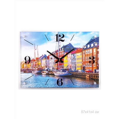 Часы-картина Портовый город 57x41 см / 4056-136 /уп 5/