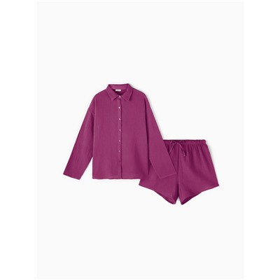 Комплект домашний женский (рубашка, шорты) KAFTAN Basic размер 52-54, сиреневый