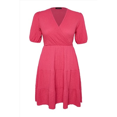 Fuchsia Skater v -neck Cruve закрывает вязаное платье с большим размером TBBSS22EL2987
