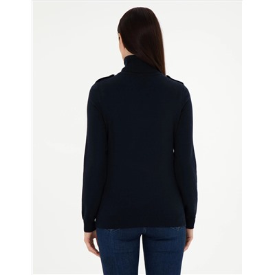Navy Blue Slim Fit Basic Sweater