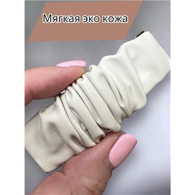 Заколка для волос "Тик-так" кожаная ТК12 тип 3