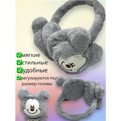 Меховые наушники Мики Маус детские 2-14 лет регулируемые Арт 8А тип 2