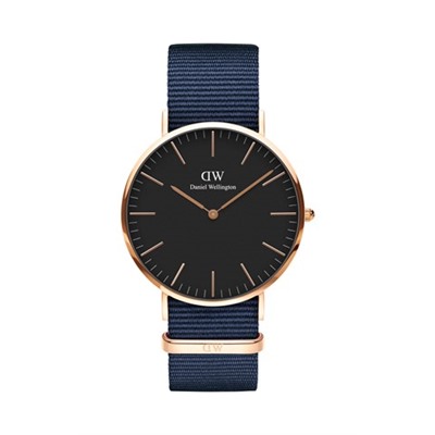 Reloj de cuarzo de tela y chapado en oro rosa Bayswater