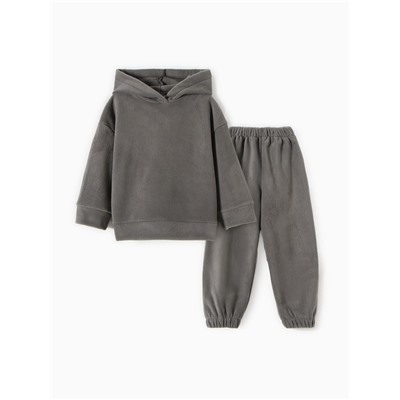 Костюм флисовый (худи и брюки) детский MINAKU: Fleece Soft, цвет серый, рост 128 см