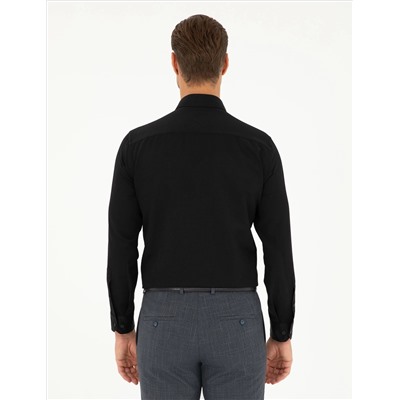 Black Slim Fit рубашка с длинным рукавом Amelor