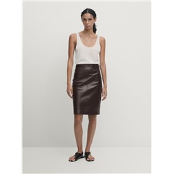 Falda midi piel napa cinturón