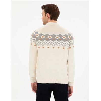 Ecru Slim Fit Half Fisherman Salline Knitwear Казах