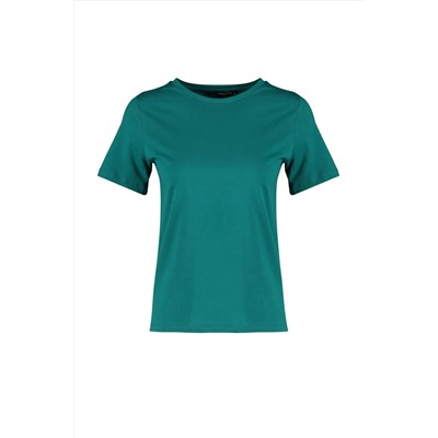Emerald Green 100 %хлопок базовый велосипедный воротник футболка Twoss23ts00000