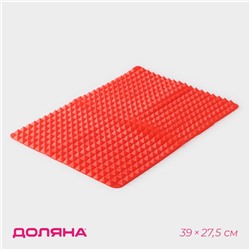 Коврик - антижир для запекания Доляна «Шипы», силикон, 39×27,5 см, красная
