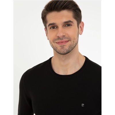 Black Slim Fit Bike Neck Basic вязаный свитер