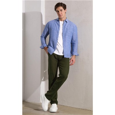 Брюки лен F111-0855 khaki