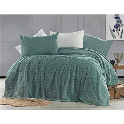 Плед KARVEN Super Soft BENZIA 160*220 п/э 1.5 спальный Р 943 морская волна (Акция)