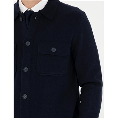 Темно -синий Melanj Slim Fit Button Kintwear Cardigan